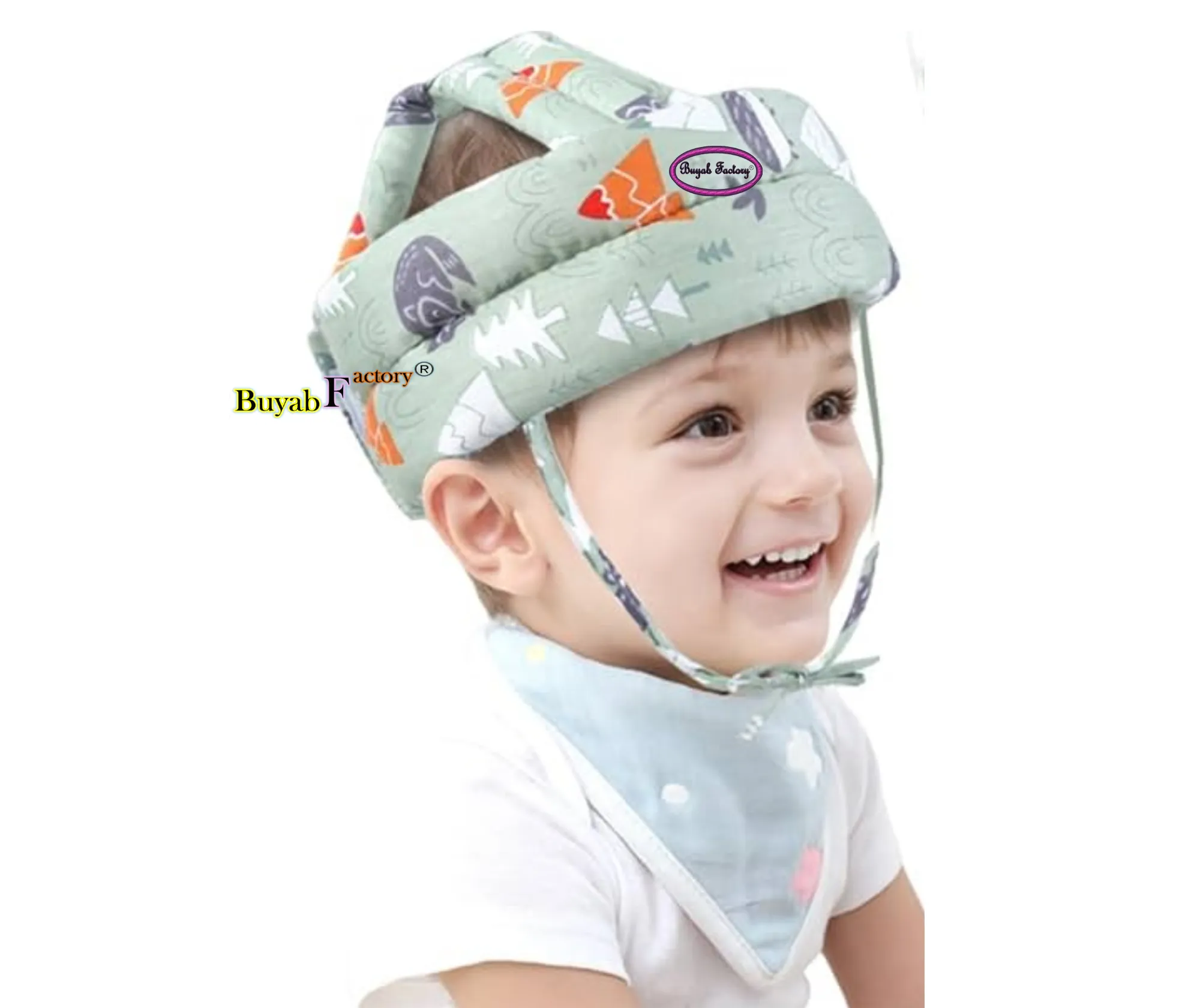 Baby safety helmet Jungle Print Green